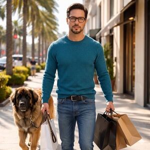 14th & Union Teal Crewneck Sweater for Men